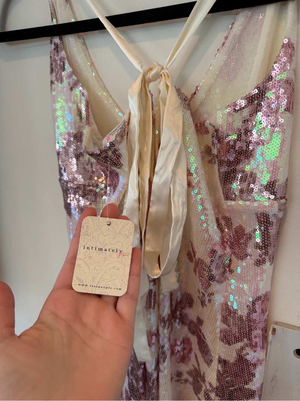 Free People Pink Floral Sequin Mini Dress - Picture 6 of 9